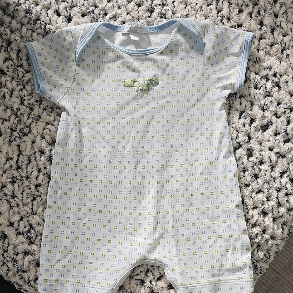 Magnolia Baby White and Green Cotton Onesie